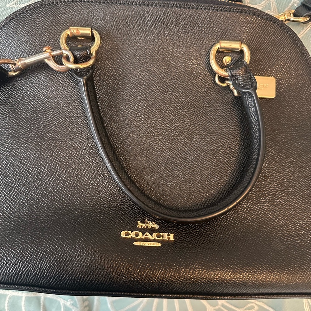Coach Black Dome Satchel with Gold Hardware